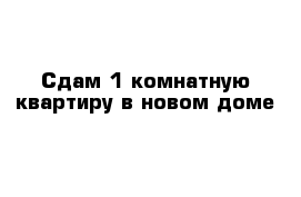 Сдам 1 комнатную квартиру в новом доме